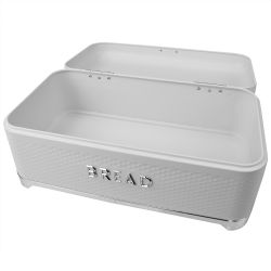 4 pieces of Michael Graves Design Soho Swing Up Lid Tin Bread Box, White