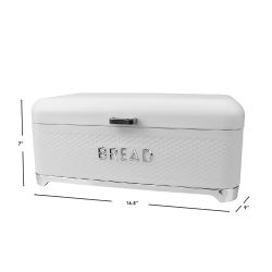 4 pieces of Michael Graves Design Soho Swing Up Lid Tin Bread Box, White