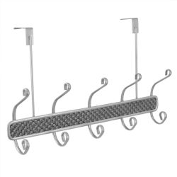6 pieces Home Basics Basket Weave 5 Hook Hanging Rack, Silver - Home Accessories