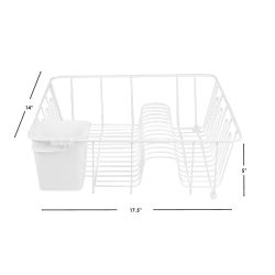 12 pieces of Home Basics Large Vinyl Coated Wire Dish Rack With Utensil Holder, White