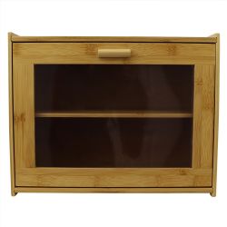 4 pieces of Home Basics 2 Tier Bamboo Bread Box With PeeK-Through Acetate Window, Natural