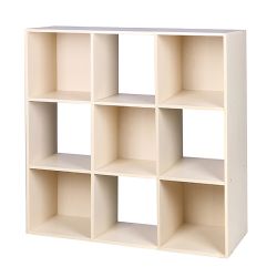 Home Basics Open And Enclosed  9 Cube Mdf Storage Organizer, Oak