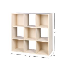 Home Basics Open And Enclosed  9 Cube Mdf Storage Organizer, Oak