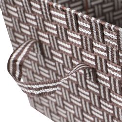 6 pieces of Home Basics Stripe Woven Strap X-Large Storage Bin, Brown