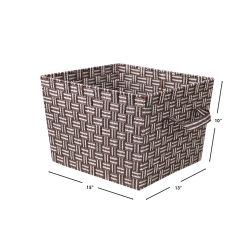 6 pieces of Home Basics Stripe Woven Strap X-Large Storage Bin, Brown