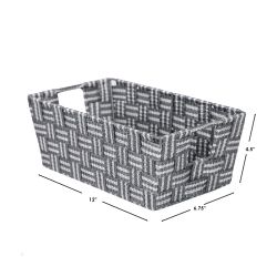 6 pieces of Home Basics Stripe Woven Strap Small Storage Bin, Grey