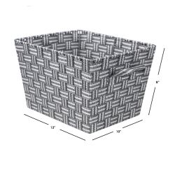 6 pieces of Home Basics Stripe Woven Strap Medium Storage Bin, Grey