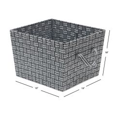 6 pieces of Home Basics Stripe Woven Strap X-Large Storage Bin, Grey