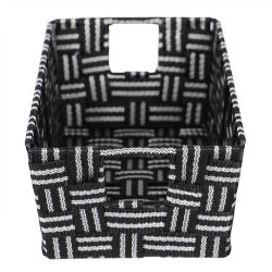 6 pieces of Home Basics Striped Small Woven Strap Open Bin, Black