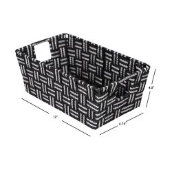 6 pieces of Home Basics Striped Small Woven Strap Open Bin, Black
