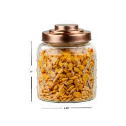 6 pieces of Home Basics Small 2.6 Lt Textured Glass Jar With Gleaming Copper Top