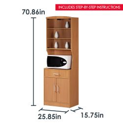 Home Basics Large Wood Microwave Cabinet, Natural