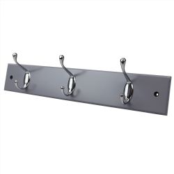 12 pieces of Home Basics 3 Double Hook Wall Mounted Hanging Rack, Grey