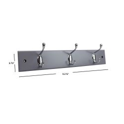 12 pieces of Home Basics 3 Double Hook Wall Mounted Hanging Rack, Grey