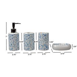12 pieces of Home Basics Trendy Terrazzo 4 Piece Ceramic Bath Accessory Set, Blue