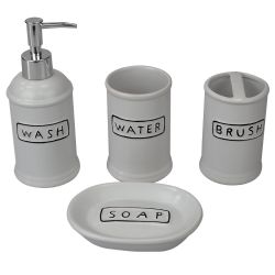 12 pieces of Home Basics 4 Piece Ceramic Bath Accessory Set, White