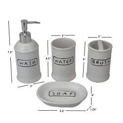 12 pieces of Home Basics 4 Piece Ceramic Bath Accessory Set, White