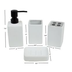 6 pieces of Home Basics Loft 4 Piece Ceramic Bath Accessory Set, White