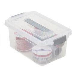 6 pieces of Home Basics 4.25 Liter Storage Box With Handle, Clear