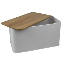 8 pieces of Home Basics Tin Bread Box  With Bamboo Top, White