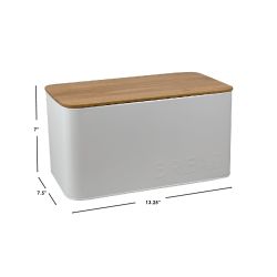 8 pieces of Home Basics Tin Bread Box  With Bamboo Top, White