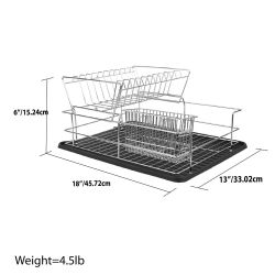 4 pieces of Home Basics Deluxe 2 Tier Dish Rack, Black