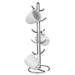12 pieces of Home Basics Simplicity 10 Hook Steel Mug Rack, Satin Nickel