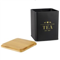 12 pieces of Home Basics Bistro 50 Oz. Tin Tea Canister With Bamboo Lid, Black