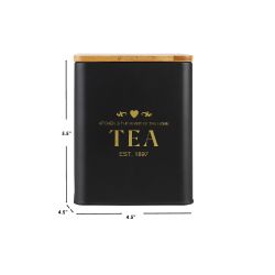 12 pieces of Home Basics Bistro 50 Oz. Tin Tea Canister With Bamboo Lid, Black