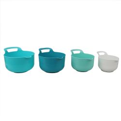 6 pieces of Home Basics 4 Piece Plastic Nesting Bowls With Pouring Spout And Handle