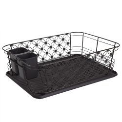 6 pieces of Home Basics 3 Piece Decorative Wire Steel Dish Rack, Bronze