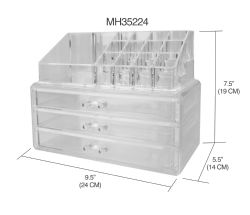 4 pieces of Home Basics 3 Tier Plastic Cosmetic Organizer, Clear