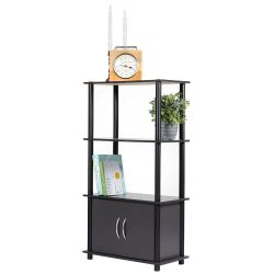 Home Basics 4 Tier Storage Shelf With Cabinet, Grey
