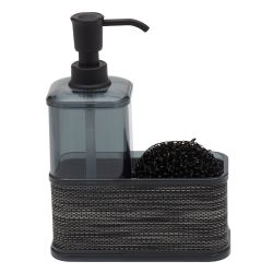 12 pieces of Home Basics 18.6 Oz. Soap Dispenser With Basketweave Sponge Holder, Black