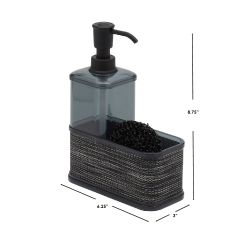 12 pieces of Home Basics 18.6 Oz. Soap Dispenser With Basketweave Sponge Holder, Black