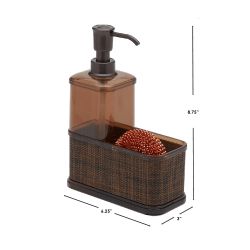 12 pieces of Home Basics 18.6 Oz. Soap Dispenser With Basketweave Sponge Holder, Bronze