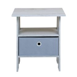 Home Basics End Table With Storage Bin, Grey