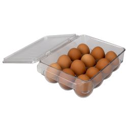 12 pieces of Michael Graves Design Stackable 12 Compartment Plastic Egg Container With Lid, Clear