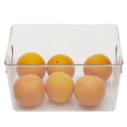 12 pieces of Home Basics Large Plastic Fridge Bin, Clear