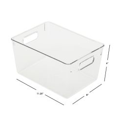 12 pieces of Home Basics Large Plastic Fridge Bin, Clear