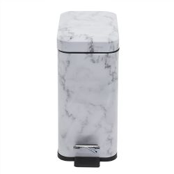 4 pieces of Home Basics Faux Marble 5 Lt Rectangle Step Waste Bin, White