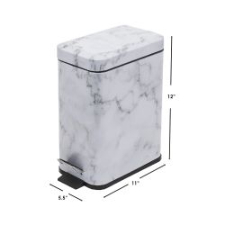 4 pieces of Home Basics Faux Marble 5 Lt Rectangle Step Waste Bin, White