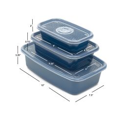 7 pieces of Home Basics 6 Piece Rectangular Plastic Meal Prep Set, Blue