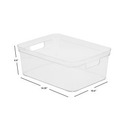 12 pieces of Home Basics 14.25 Qts. Plastic Storage Bin, Clear