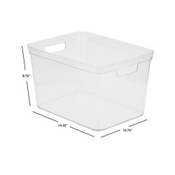 12 pieces of Home Basics 5.67 Gal. Plastic Storage Bin, Clear
