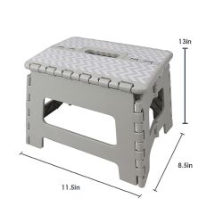 12 pieces of Home Basics Chevron Foldable Plastic Step Stool With Convenient Carrying Handle, Grey
