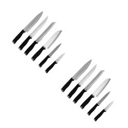 12 pieces of Home Basics Soft Grip  12 Piece Knife Set With Sheaths, Black