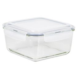 12 pieces of Michael Graves Design 74 Ounce High Borosilicate Glass Square Food Storage Container With Indigo Rubber Seal