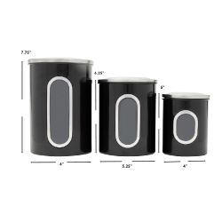 6 pieces of Home Basics 3 Piece Stainless Steel Top Canisters With Windows, Black