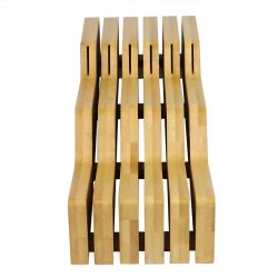 6 pieces of Home Basics Contemporary Wave Horizontal In Drawer Bamboo Knife Block, Natural